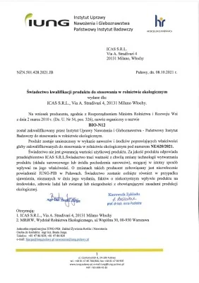 IUNG - świadectwo kwalifikacji do ekologii BIO-N12