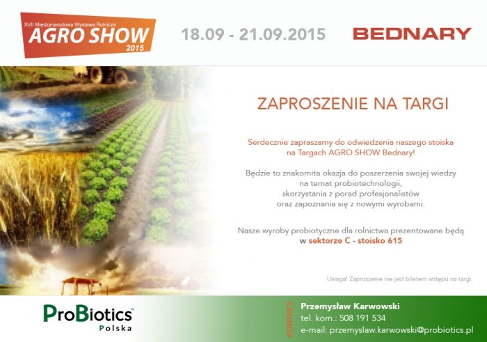 AGRO SHOW Bednary 2015 – stoisko 615 sektor C